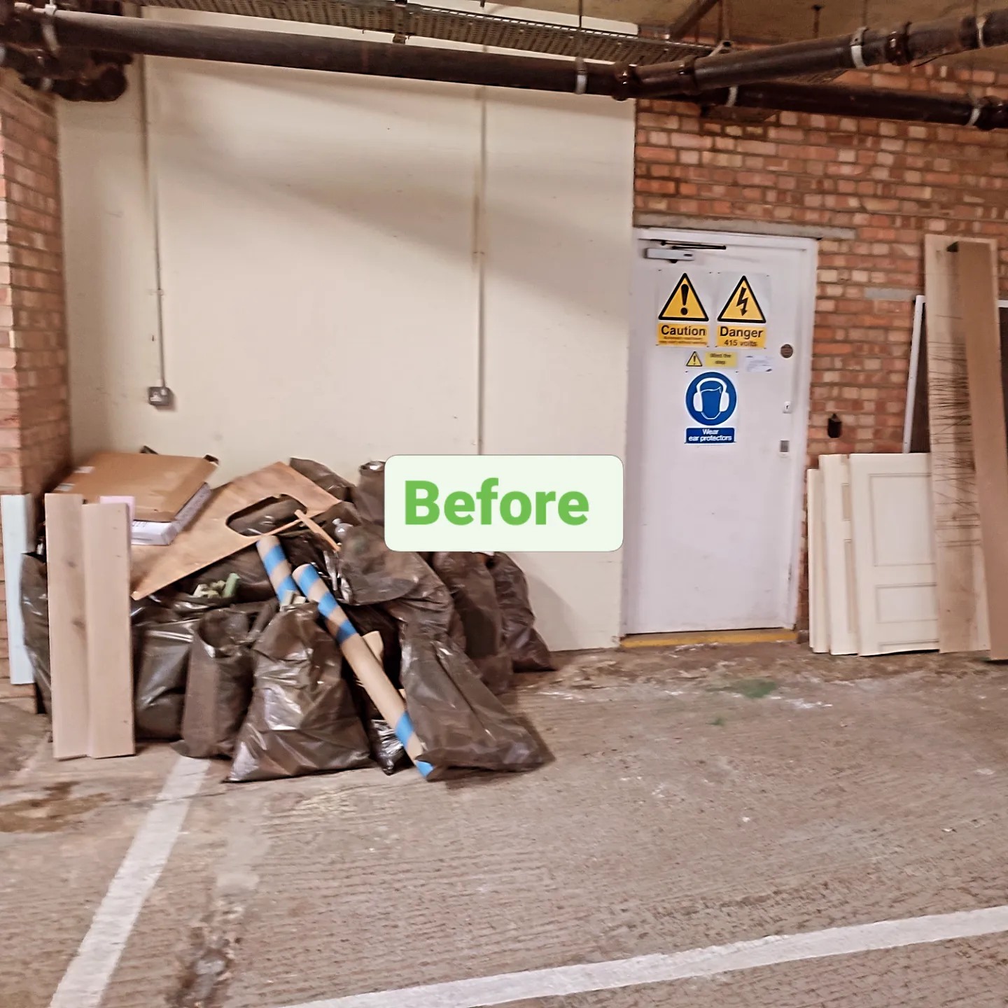 Cluttered storeroom full of rubbish before clearance by MrTrashLondon